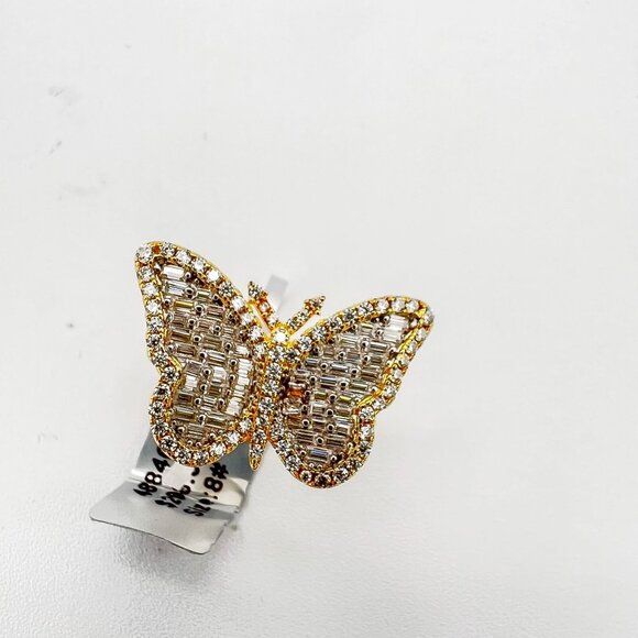 925 Sterling Sliver Moissanite Butterfly Ring, 1.31ctw VVS Stones with Baguettes - Picture 3 of 6